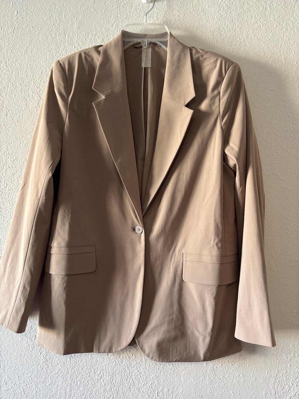 Rhone Commuter Boyfriend Jacket Blazer Women's Sz M One Button Beige Business